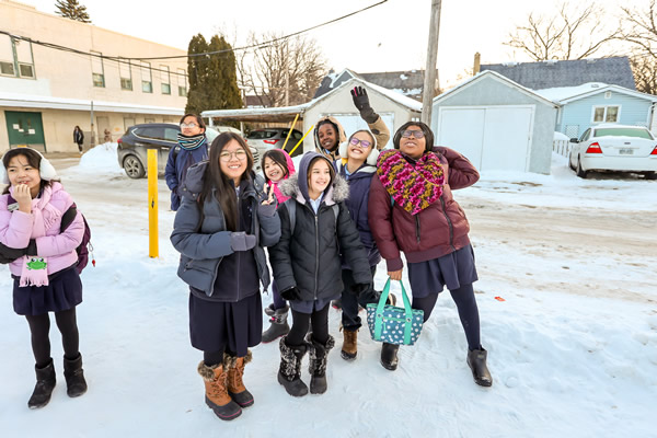 Students playing outside